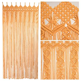 Makramee-Vorhänge für Türen, Makramee-Vorhänge für Fenster, Makramee-Türvorhänge Boho-Hochzeitsdekoration, Makramee-Hochzeitshintergrund, Makramee-Dekor, 195.6x88.9 cm, Goldenrod