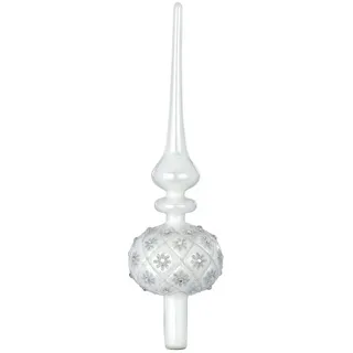 MAGIC by Inge Christbaumspitze, Christbaumspitze XL Blumen Muster Glas 31cm, 1 Stück weiß