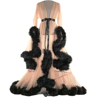 Générique Morgenmantel, Kimono, aus Tüll, für Damen, bequem, sexy, Kimono, sexy, Damen, lang, Spitze, durchscheinend, Nachtwäsche, Sheer, Nachthemd, Einheitsgröße