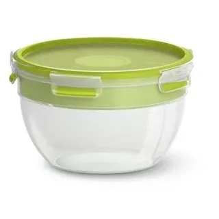 Emsa Lunchbox Clip und Go N1071300, Kunststoff, Salatbox XL mit Einsatz und Dressingbox, 2,6 l