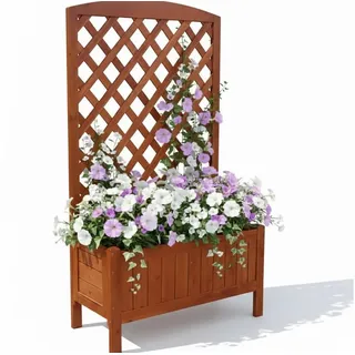 MuCoLa Blumenkasten mit Rankgitter 60 x 30 cm Braun