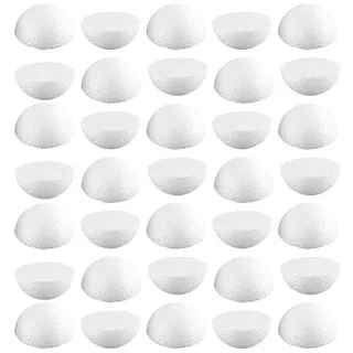 Halber Styroporkugeln 4 cm 35 Stück – Weiße halbe Bastelkugeln aus Styropor – Halbkugeln zum Bemalen, Bekleben und Dekorieren – Ideal für Weihnachtskugeln, Paillettentechnik und DIY Bastelprojekte