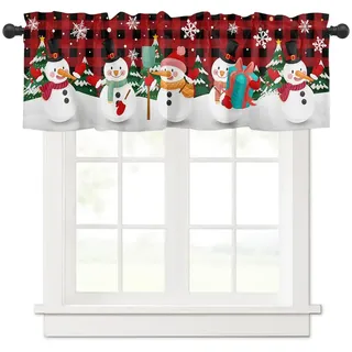 Surwin Bistrogardine Coffee Break Scheibengardine Küchengardine mit Rote Weihnachten Motiven, Kurzgardine Wohnzimmer Landhaus Càfe Gardinen Moderne Kurz Vorhang (e,137x45cm)