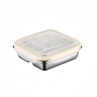 Jotekonoby 304 Edelstahl Lunchbox Lebensmittelbehälter 2 Fächer mit auslaufsicherem Verschluss spülmaschinenfest (1200 ml)