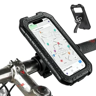 JUGUTA Handyhalterung Fahrrad Wasserdicht, Ipx6 360° Drehung Motorrad Handyhalterung Wasserdicht, Mit Transparenter Rückseite Ladeanschluss Handytasche Fahrrad Für 5,5–7 Zoll