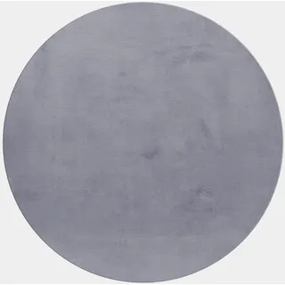 Teppich Kurzflor Uni Modern Waschbar Strapazierfähig Esszimmer Flur OEKO-TEX Rund Grau 200x200 cm Gekettelt – NECKAR von Kadima Design