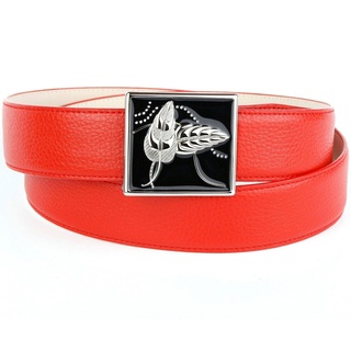 Anthoni Crown Ledergürtel mit handgefertigter Glasur-Schließe rot 85
