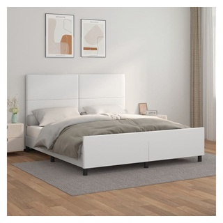 vidaXL Bett Bettgestell mit Kopfteil Weiß 160x200 cm Kunstleder weiß 200 cm x 160 cm