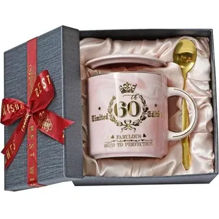 Geschenk zum 60. Geburtstag: 400ml Rosa Marmor Kaffeetasse mit