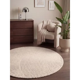 HANSE HOME Calmio auch als Läufer und in rund", beige Natur weiß), Ø:200cm, Wolle, Teppiche, Handgetuftet, Wolle, Natur, Wohnzimmer, Schlafzimmer, Skandi, Hygge