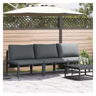 vidaXL Gartenmöbel mit Kissen 3 pcs Loungesofa grau