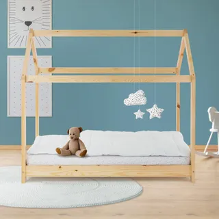 ML DESIGN modern living Kinderbett Hausbett 70 x 140 cm Kiefer natur beige