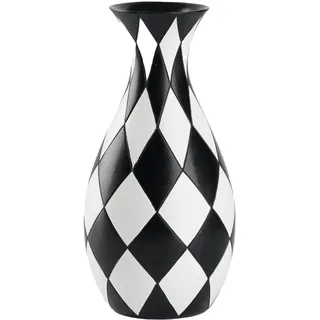 Dekorative Vase Schwarz Weiß – Karomuster im modernen Stil, elegantes Objekt für Blumenarrangements | Wohnaccessoire für Wohnzimmer und Küche, künstlerische Deko für Schlafzimmer und minimalistische