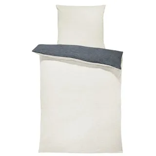 One Home Bettwäsche Wende Melange, Flanell, 2 teilig, meliert, Baumwolle kuschelig warm weich Biber Winter beige