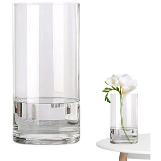 RANJIMA Blumenvase für Mama, 12×25cm Zylindervasen Glas, Glasvase Zylinder Vase Tulpen Vase Groß Deko, Rund Modern Glaszylinder mit Boden Glasvasen für Tischdeko, Sunflower, Wohnzimmer Dekoration