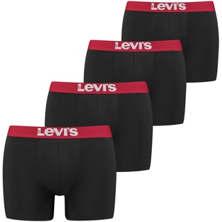 LEVI'S Herren Boxershorts, 4er Pack - Solid Basic Boxer Brief ECOM, Organic Schwarz/Rot S