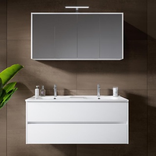 Riho Porto Square Doppelwaschtisch mit Waschtischunterschrank und Spiegelschrank, F014012DP0+W018011005+F014030DP0+204927,