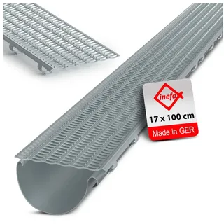 Inefa Laubfangstreifen Dachrinnen Laubschutz NW 100-150 (ø100-160mm) 100 cm Grau