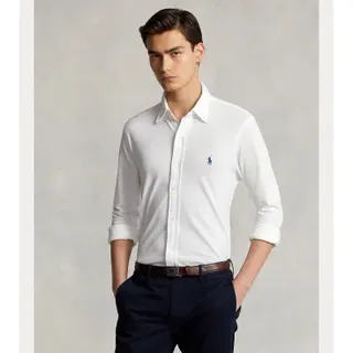 Polo Ralph Lauren für Herren. 710654408003 Ultraleichtes Piqué-Hemd weiß (M), Lässig, Baumwolle, Klassisch, Langarm