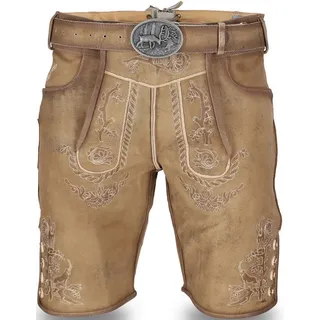 Steigenhöfer Manufaktur Trachtenlederhose FRANZ Vintage Trachtenhose mit Gürtel Nubukleder - Ideal für Dein Oktoberfest Herren Outfit braun 56