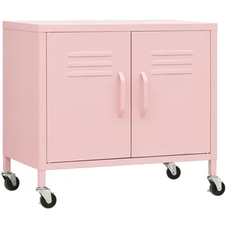 vidaXL Lagerschrank Rosa 60x35x56cm Stahl Sideboard Schrank mit Rollen Büroschrank Metallschrank Aufbewahrungsschrank Büromöbel Stahlschrank