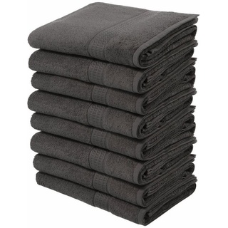 my home Handtücher Juna, 8 Handtücher 50x100, 100% Baumwolle, Walkfrottee (8-St), Set und als Serie, Handtuch-Set mit Bordüre, Uni-Farben, weich grau