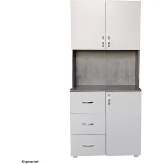 Hti-Living Hochschrank Küchenschrank 1 x Schrank 1-St. Weiß/Beton