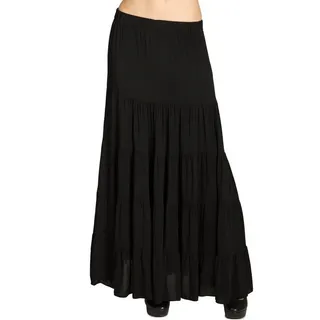 Caspar Faltenrock RO020 langer eleganter Damen Maxi Sommer Rock Maxirock - bodenlang bei ca. 157 cm Körpergröße schwarz SM