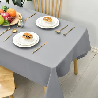 Hiasan Tischdecke Outdoor Wetterfest Abwaschbar, Hellgraue 130x130cm | Tischdecken aus Polyester, Tischtuch wasserabweisend mit Lotuseffekt, Kratzfest für Esszimmer Restaurant Party Balkon Garten