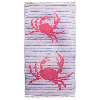 ANEMOSS Hamamtücher Anemoss Krabben Pestemal – Leichtes Strandtuch im maritimen Design, (1-St) weiß