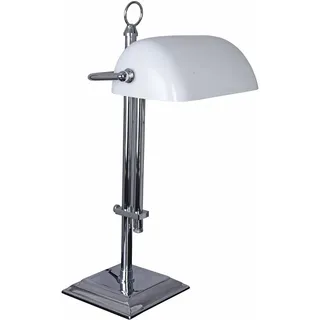 Bankerlampe Tischleuchte Bürolampe Jugendstil Schreibtischlampe weiss silber neu