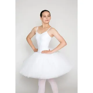 tanzmuster Tüllkleid Kinder Ballett Übungs-Tutu Alda aus 8 Lagen festem Tüll zum Reinschlüpfen fürs Kinder Ballett weiß 164/170