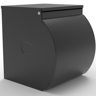POHO Toilettenpapierhalter mit Deckel - Klopapierhalter Schwarz Matt mit 304 Edelstahl Toilettenpapier Halterung ohne Bohren - Klorollenhalter Selbstklebend (Katzen- und hundesicher)