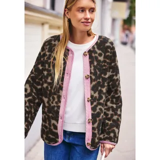 street one studio Cardigan mit Leomuster Schwarz 38