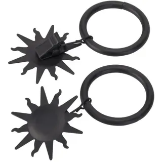DécoProfi 10x Gardinenringe Vorhangringe mit Klammern Motiv Sonne schwarz Ø 32mm I Ringe für Gardinenstangen bis Ø 28mm I Geeignet für Vorhang-Gardinenstange