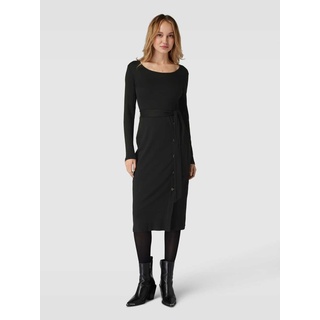 Knielanges Kleid mit Rundhalsausschnitt Modell 'PARISSA', Black, 36