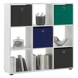 FMD-Möbel Bücherregal Mega 5, 248-005, weiß, aus Holz, 104,3 x 106,5 x 33cm, 9 Fächer