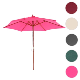 Sonnenschirm Florida, Gartenschirm Marktschirm, √ò 3m Polyester/Holz ~ pink