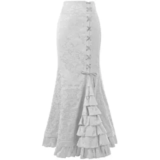 Damen Fischschwanz Rock Vintage Lang Rüschen Meerjungfrau Rock,Damen Sommer Rock Rüschen Bodycon Bleistiftrock Elegant Midi Rock,Frauen Punk Style Rock Vintage Lange Figurbetontes Fishtail Rock