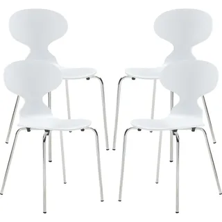 [en.casa] Esszimmerstuhl Kil Holz/Metall weiß 4er Set