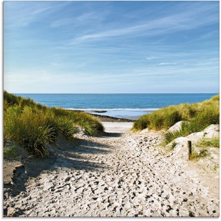 Glasbild ARTLAND "Strand mit Sanddünen und Weg zur See" Bilder Gr. B/H: 30 cm x 30 cm, Strand, 1 St., beige (naturfarben) Glasbilder in verschiedenen Größen