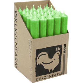 Stabkerzen aus Paraffin, 180/22 mm, Grün, KERZENFARM HAHN, Brenndauer ca. 8h, 25 Stück pro Verpackung
