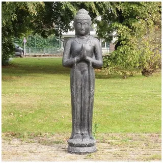 Oriental Galerie Dekofigur XXL Lebensgroße Buddha Garten Steinfigur Greetings 190 cm (1 St) grau