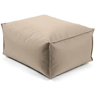 mokebo® Outdoor Pouf o. Hocker 60x45cm für Balkon & Garten 'Der Ruhestifter' Sitzhocker eckig, Bodenkissen, Sitzwürfel, Sitzpouf, Fußhocker & Beistelltisch mit EPS-Perlen Füllung, Beige-Khaki