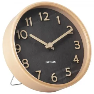 Karlsson [DL] Table Clock Pure Wood Grain Black D. 22cm, H.4,5cm, Excl. 1 AA Battery