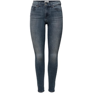 ONLY Damen Skinny Fit Jeans | Normal Waist Denim Stretch Hose | Bleached Used Design ONLWAUW, Farben:Dunkelblau, Größe:XS / 32L