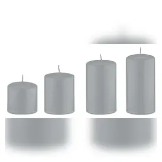 Kopschitz Kerzen 4er Set Adventskerzen abgestuft Silbergrau Ø 5 cm (Höhen 6, 8, 10 und 12 cm)