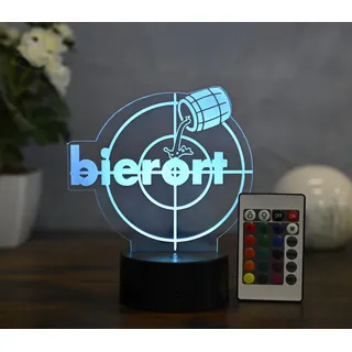 Optechvisual Bierort LED Lampe – Lustige Deko für Männer & Bierliebhaber – Geschenkidee für Biertrinker & Stammtisch – Leuchtende Lampe für Bar, Keller & Küche