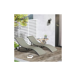 Outsunny Gartenliege hellgrau Aluminium B/H/L: ca. 61x63x165 cm