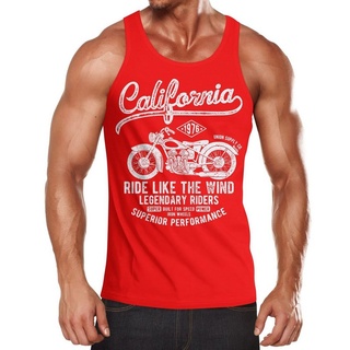 Neverless Tanktop Herren Tank-Top California Motorbike Muskelshirt Muscle Shirt Neverless® mit Print rot L